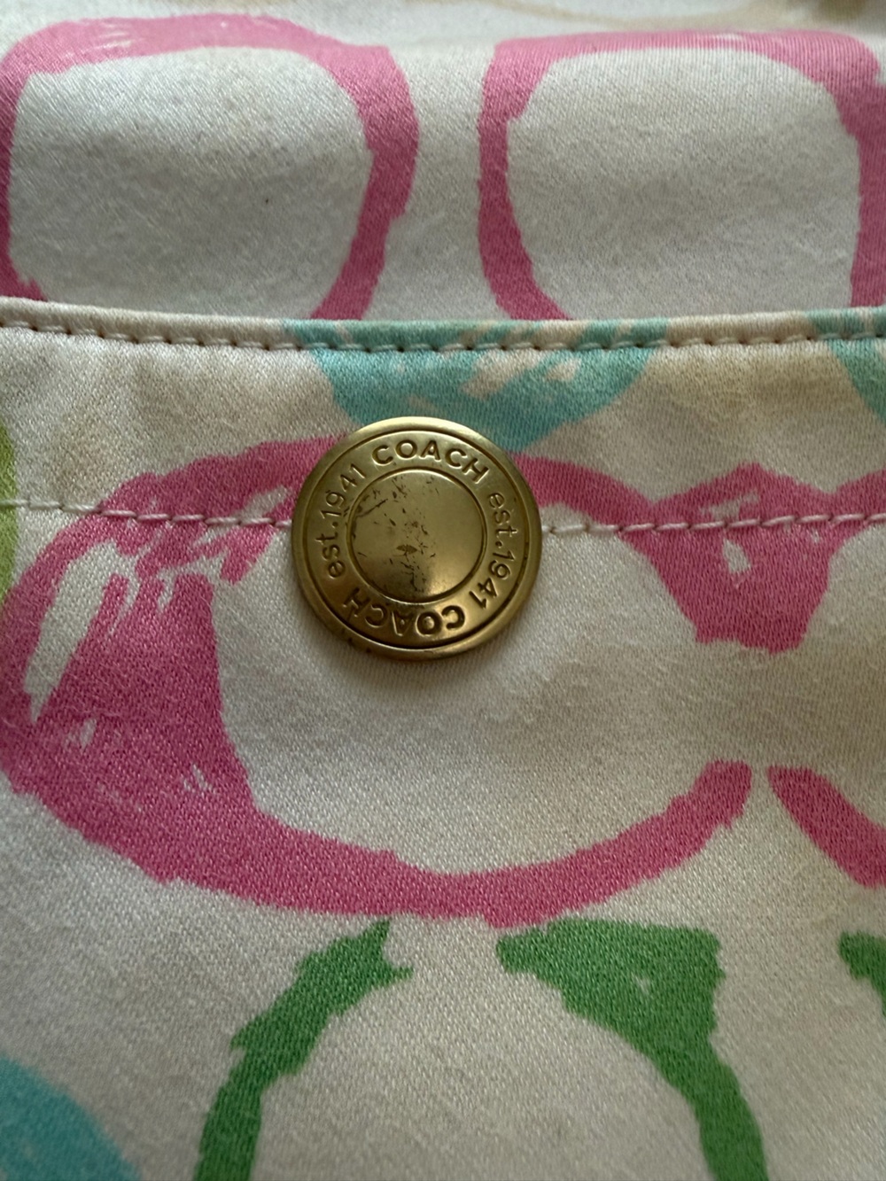 Vintage Coach Multicolor Signature Circle Print Hobo Bag - Pastel colors - Picture 3 of 13